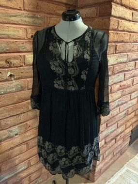 Love & Liberty Embroidered Black Dress
